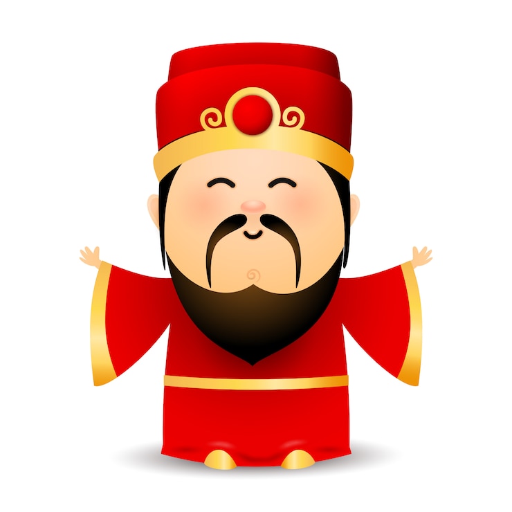 Vector Gratis wise old chinese man in red dress