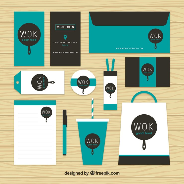 Vector Gratis wok stationery set 