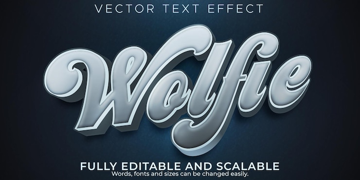 Vector Gratis wolf text effect, editable wild and hunter text style