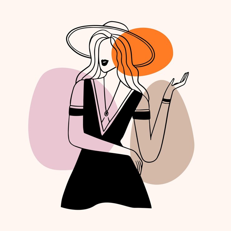 Vector Gratis woman in elegant line art style