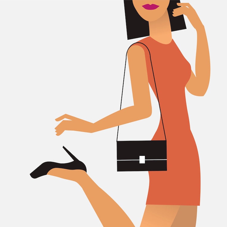 Vector Gratis woman on the go illustration