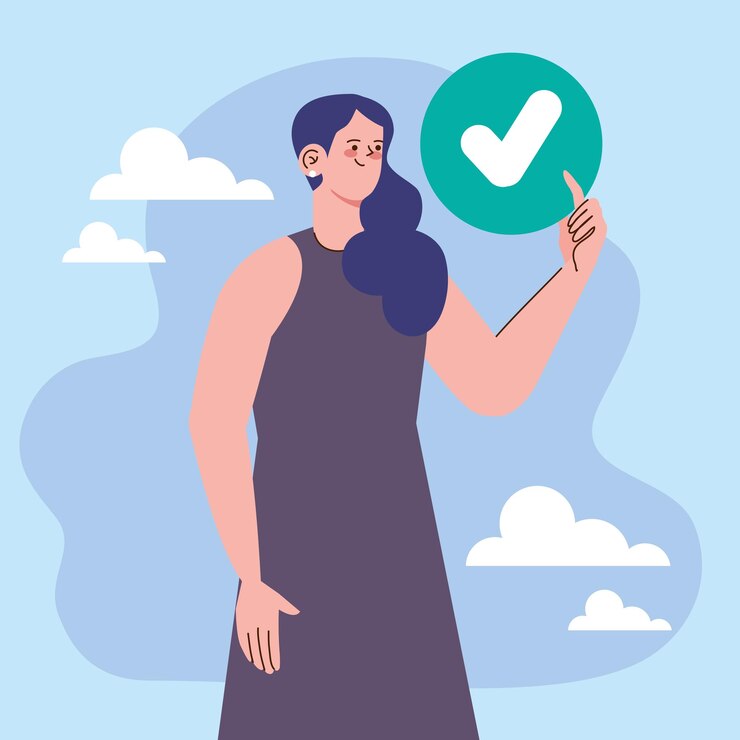 Vector Gratis woman with check symbol