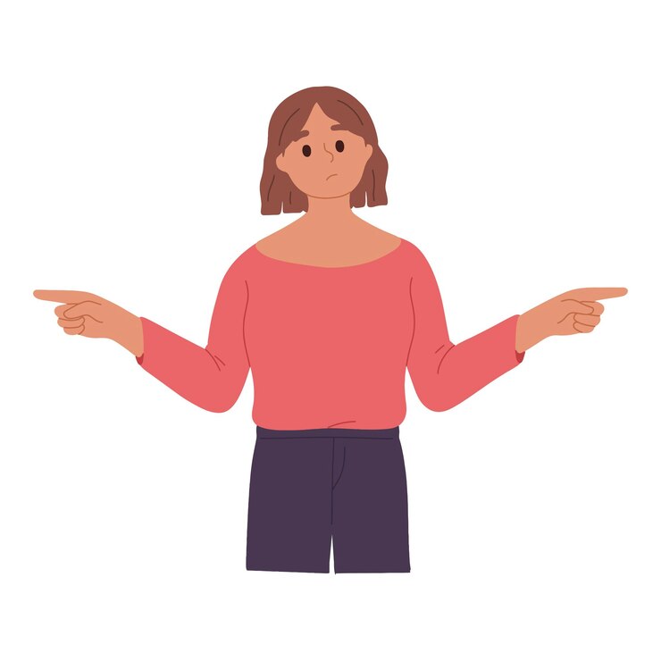 Vector Gratis woman with hand gestures who is confused about 2 choices