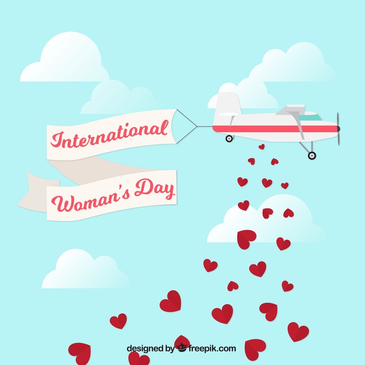Vector Gratis women's day background with plane and hearts