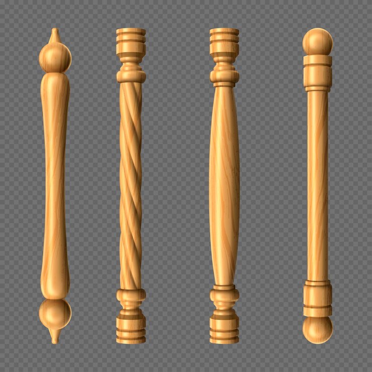 Vector Gratis wooden door handles, column and twisted knobs bar shapes