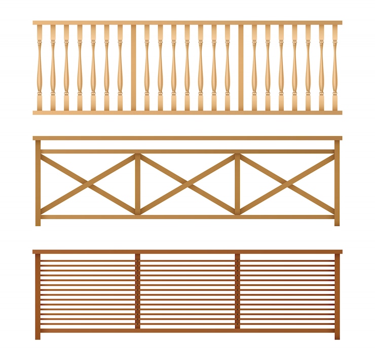Vector Gratis wooden fences, handrails realistic vector set