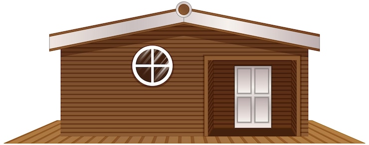 Vector Gratis wooden house on wooden floor