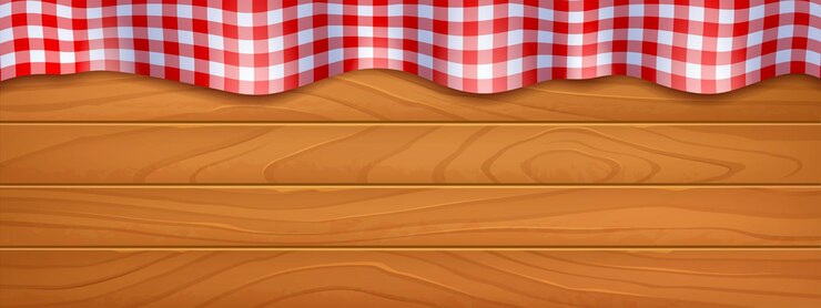 Vector Gratis wooden picnic table with tablecloth top view