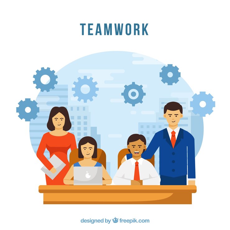 Vector Gratis work team in the city