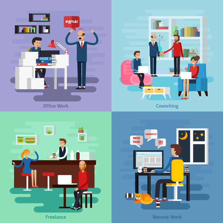 Vector Gratis working character composition set
