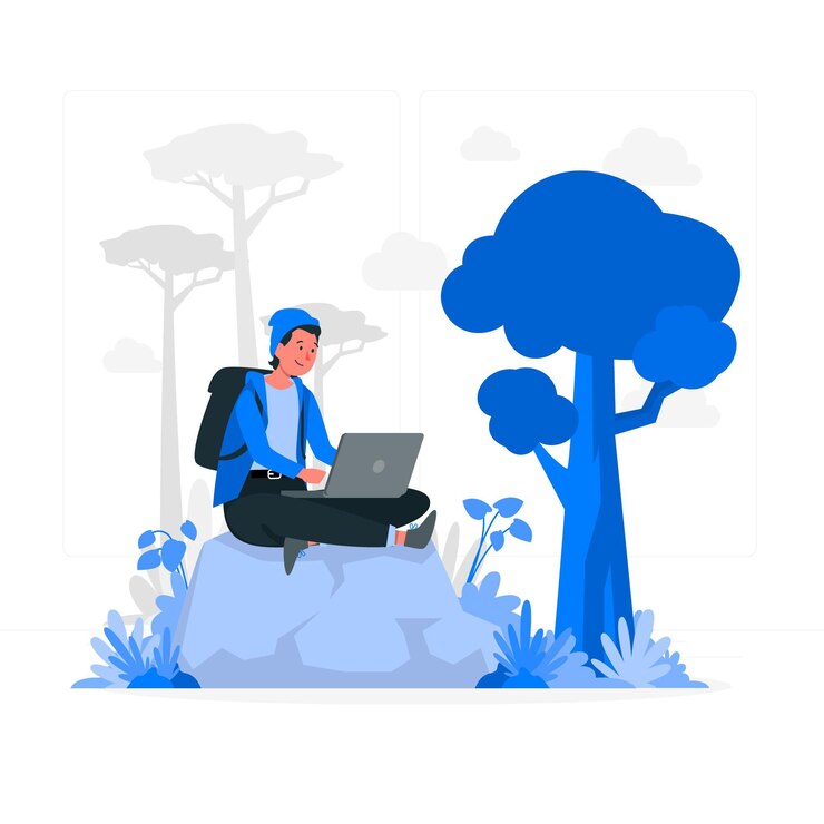 Vector Gratis working from anywhere concept illustration