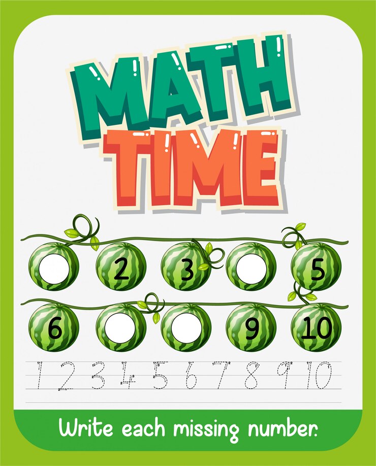 Vector Gratis worksheet template design for math with missing number