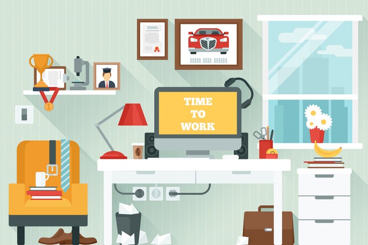 Vector Gratis workspace in room