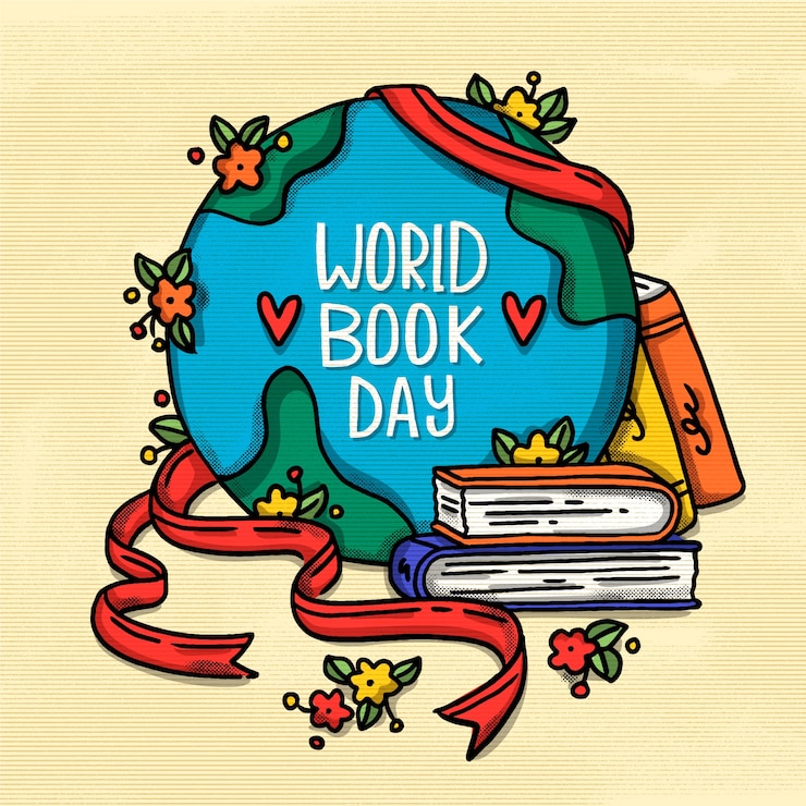 Vector Gratis world book day with globe