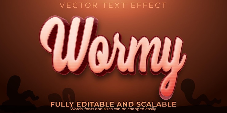 Vector Gratis wormy text effect, editable garden and biology text style