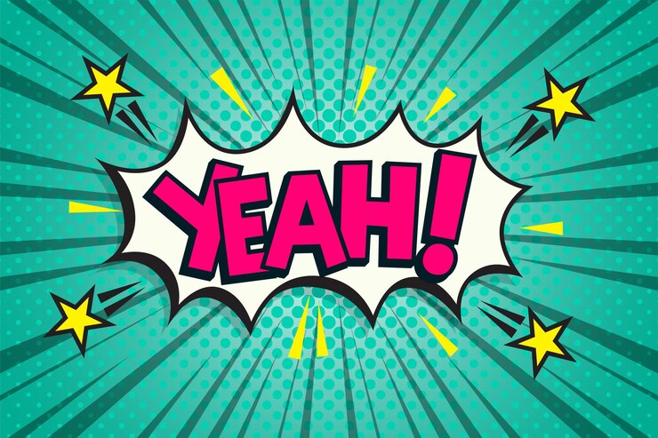 Vector Gratis yeah!. wording in comic speech in pop art style