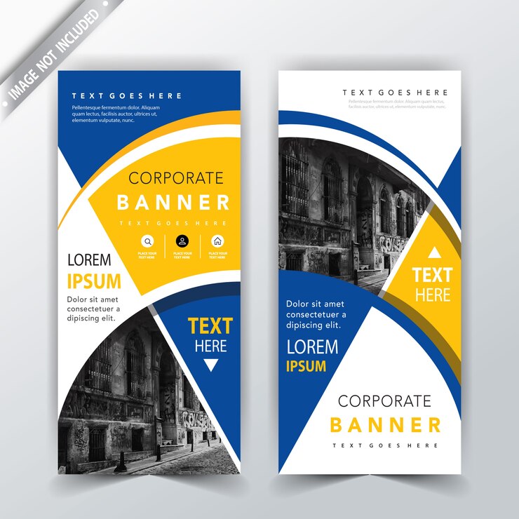 Vector Gratis yellow and blue banner card