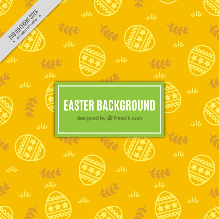 Vector Gratis yellow background with sketches of easter eggs