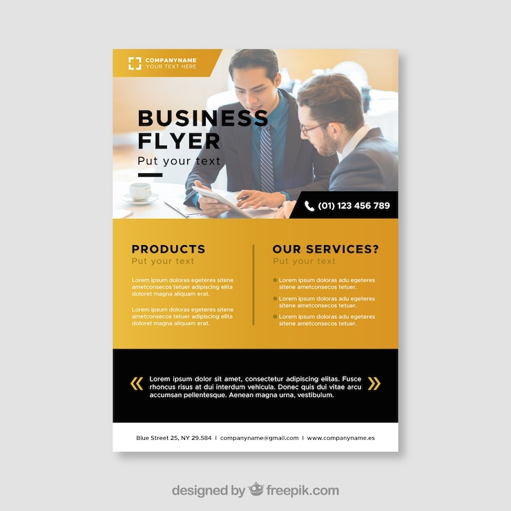 Vector Gratis yellow modern business flyer template