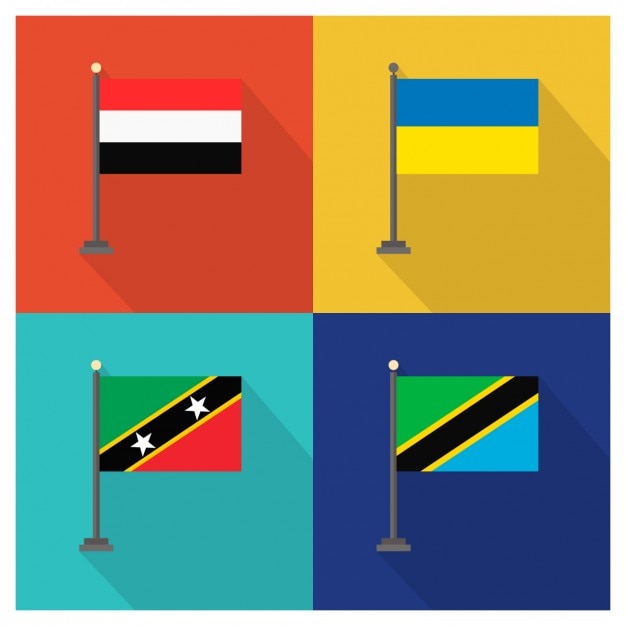 Vector Gratis yemen ukraine saint kitts and nevis tanzania flags