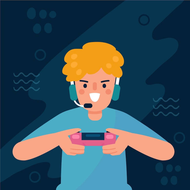 Vector Gratis young boy playing video games