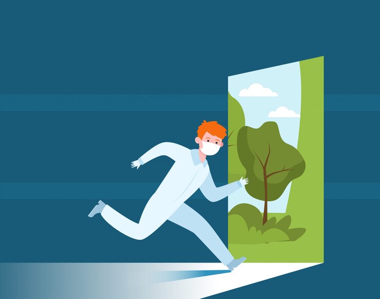 Vector Gratis young man in protective uniform running outside