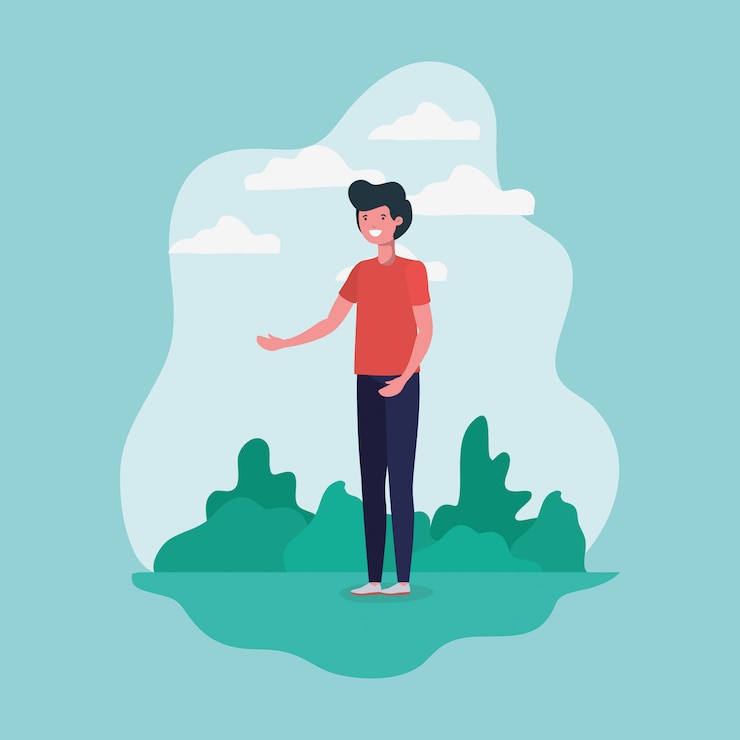 Vector Gratis young man standing in the park character