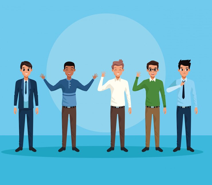 Vector Gratis young people smiling on blue background