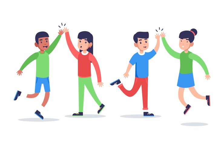 Vector Gratis young society giving high five