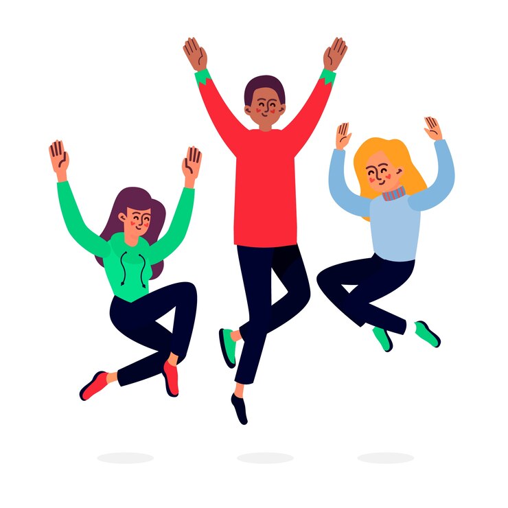 Vector Gratis young winter people jumping collection