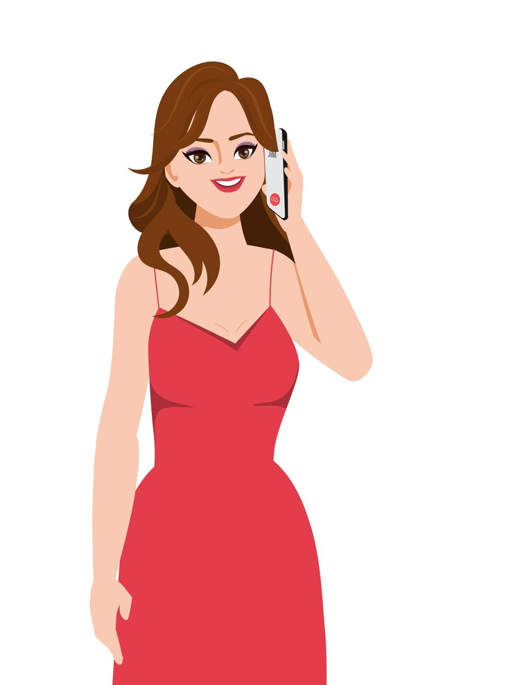 Vector Gratis young woman talking on mobile phone