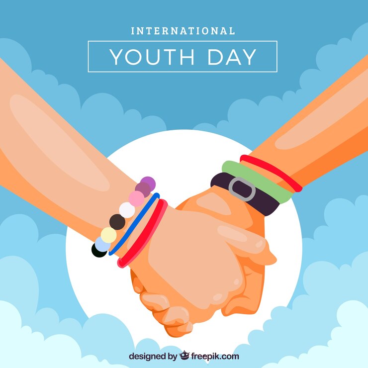 Vector Gratis youth day background with joined hands
