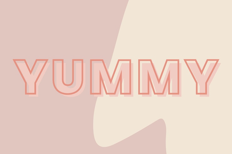 Vector Gratis yummy typography on a brown and beige background vector