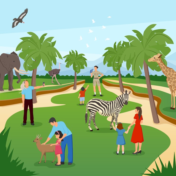 Vector Gratis zoo cartoon scene