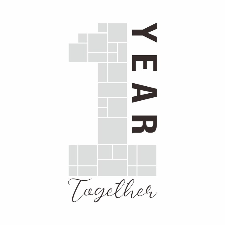 Vector 1 year together photo collage