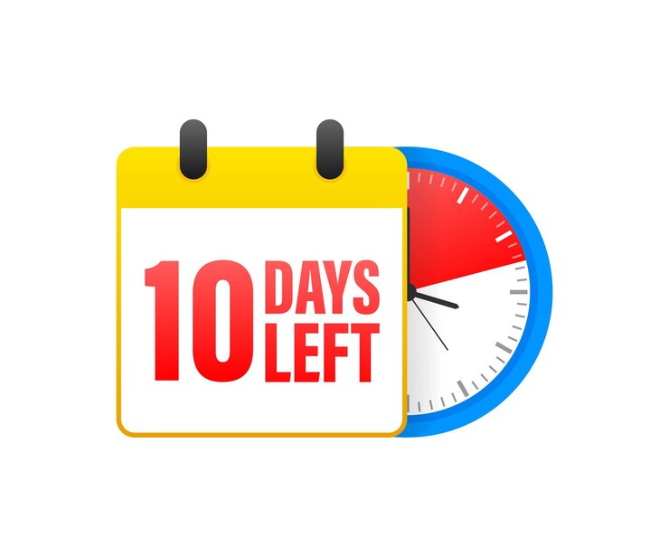 Vector 10 days left calendar.