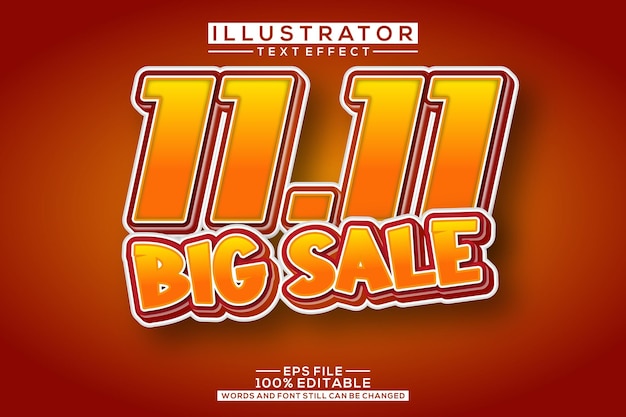 1111 big sale 3d text effect editable
