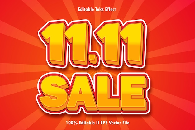 1111 sale editable text effect 3d emboss gradient style