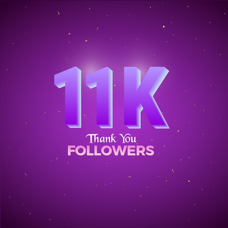 Vector 11k follower celebration11k online social festive banner11k purple number on purple background
