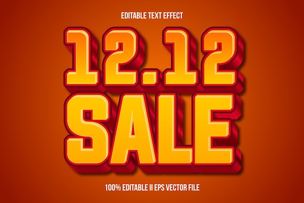 12 12 sale editable text effect 3d emboss gradient style