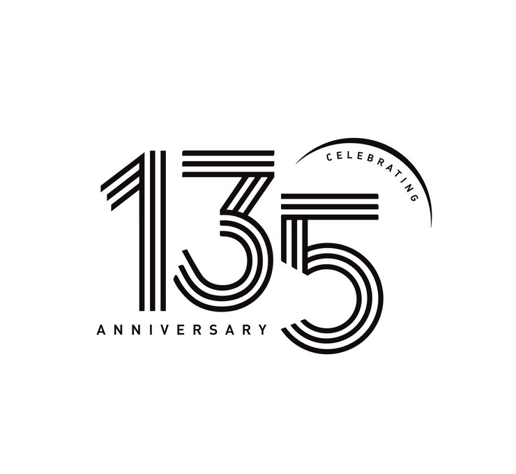 Vector 135 years anniversary celebration logotype elegant modern number gold color