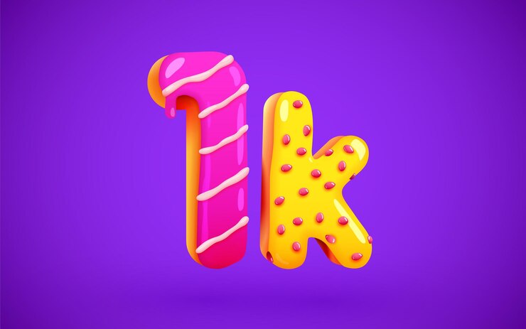 Vector 1k or 1000 followers donut dessert sign social media friends thank you followers