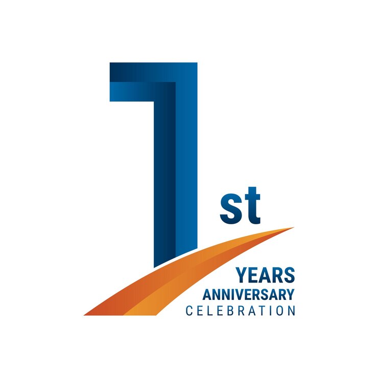Vector 1st anniversary logo perfect logo design for anniversary celebration vector illustration