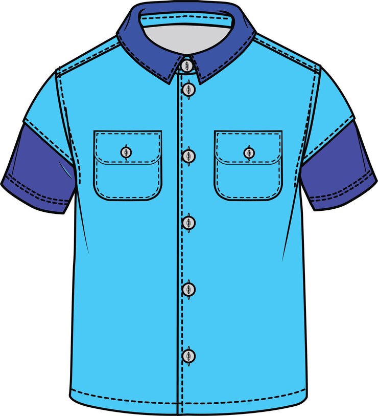 Vector 2 colour school shirt vector illustration template tech pack technical drawing flat sketch flat