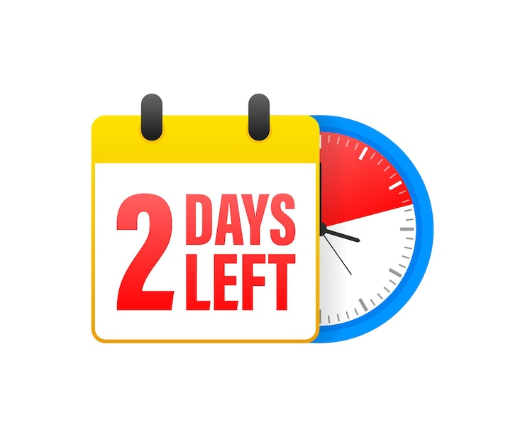 Vector 2 days left calendar.