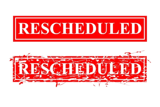 2 Style Vector rusty Red Rectangle Rubber Stamp Effect, Rescheduled, re-scheduled
