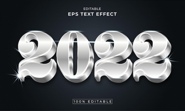 2022 Shiny silver editable 3d text effect premium vector