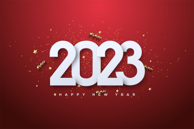 2023 happy new year background with warm white numbers