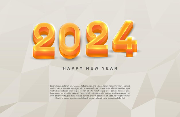 2024 happy new year with 3d number design for cover