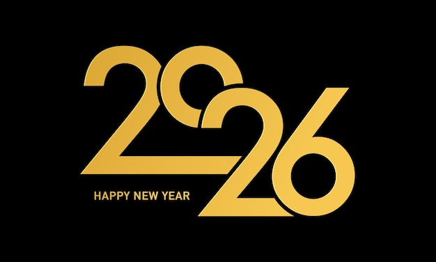 2026 Happy New Year Design with golden number